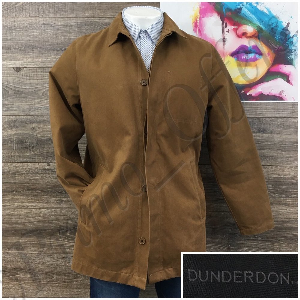 Dunderdon Mens Overcoat Long Coat Jacket Size L‎ Canvas Cotton Sport Casual